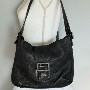 BANANA REPUBLIC Large Black Pebbled Leather Hobo Shoulder Bag Purse